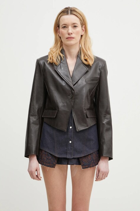 Andersson Bell blazer Hybrid Faux-Leather Blazer brown color smooth awa683w