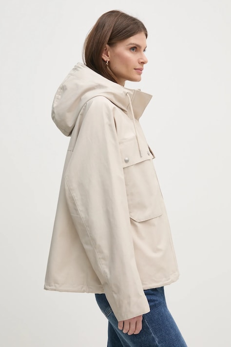 Bunda Tommy Hilfiger dámska, béžová farba, prechodná, WW0WW44421