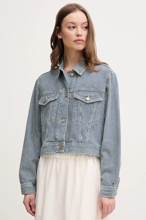 Tommy Hilfiger geaca jeans de tranzitie, oversize, WW0WW44375