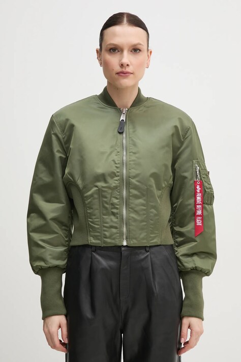 Куртка-бомбер Alpha Industries Waisted MA-1 Wmn женская цвет зелёный переходная 148003