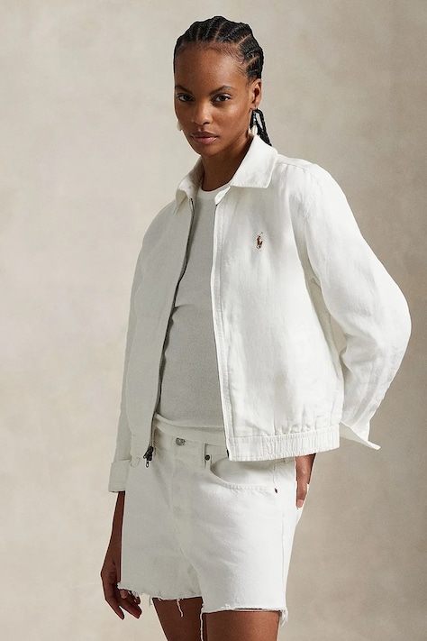 Λινό μπουφάν Polo Ralph Lauren χρώμα: άσπρο, 211938915