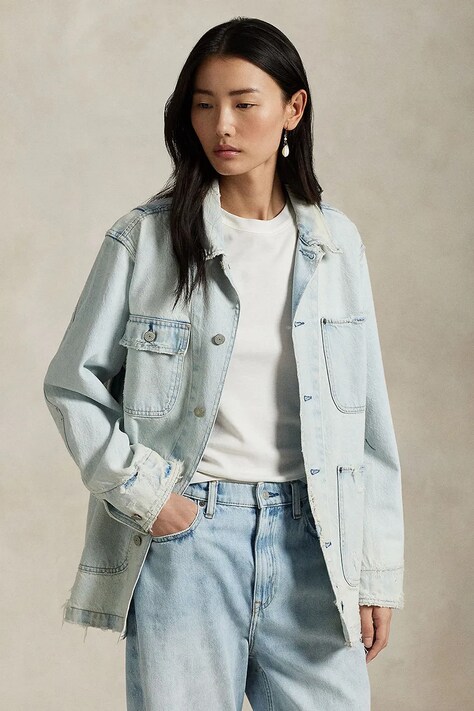 Bavlněná džínová bunda Polo Ralph Lauren modrá barva, přechodná, 211959042