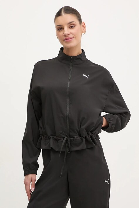 Puma jacheta de antrenament Lace culoarea negru, de tranzitie, oversize, 526863