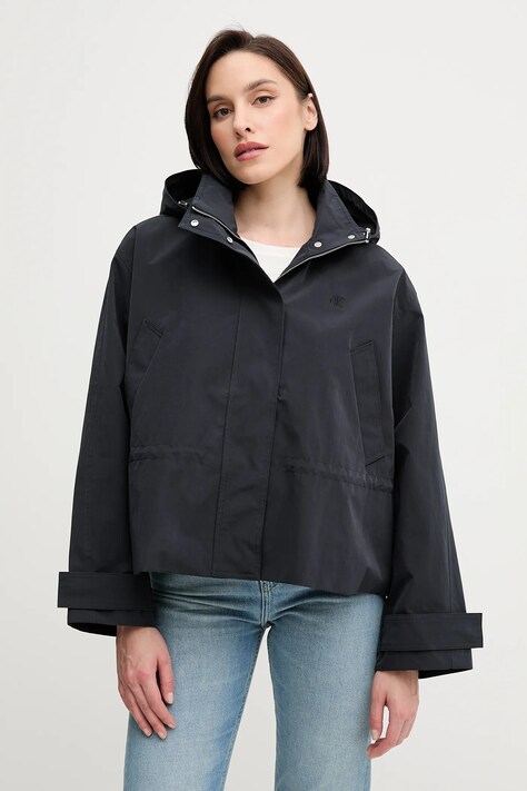 Calvin Klein Jeans geacă culoarea negru, de tranzitie, oversize, LV047AB502