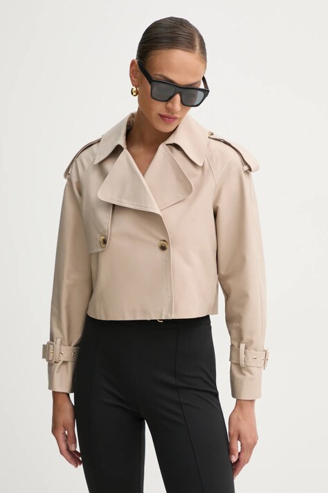 Fracomina trenci din bumbac culoarea bej, de tranzitie, FR25SC7001W76401