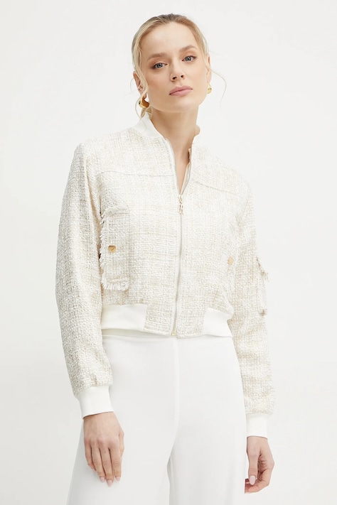Fracomina geaca bomber culoarea alb, de tranzitie, oversize, FS25SJ1003W699S9