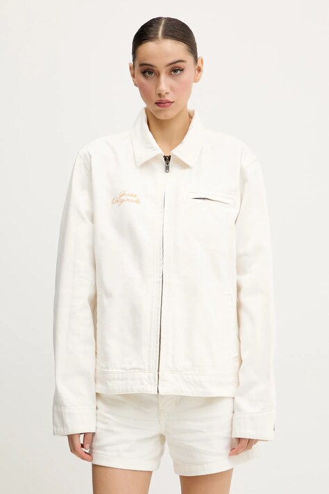 Guess Originals pamut kabát bézs, átmeneti, oversize, M5GG84 D5C2B