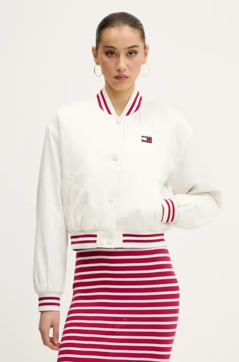 Tommy Jeans kurtka bomber kolor beżowy przejściowa DW0DW20229