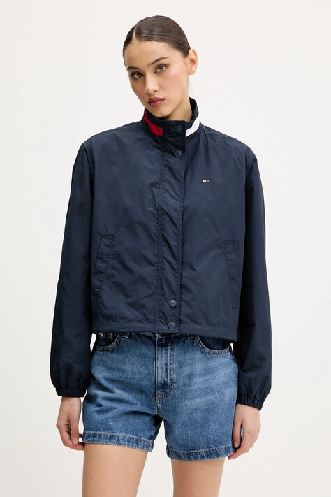 Tommy Jeans geacă culoarea bleumarin, de tranzitie, oversize, DW0DW20439