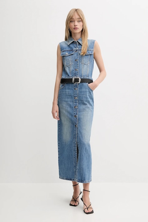 Miss Sixty rochie din denim maxi, dreaptă, 6S2WJ15500