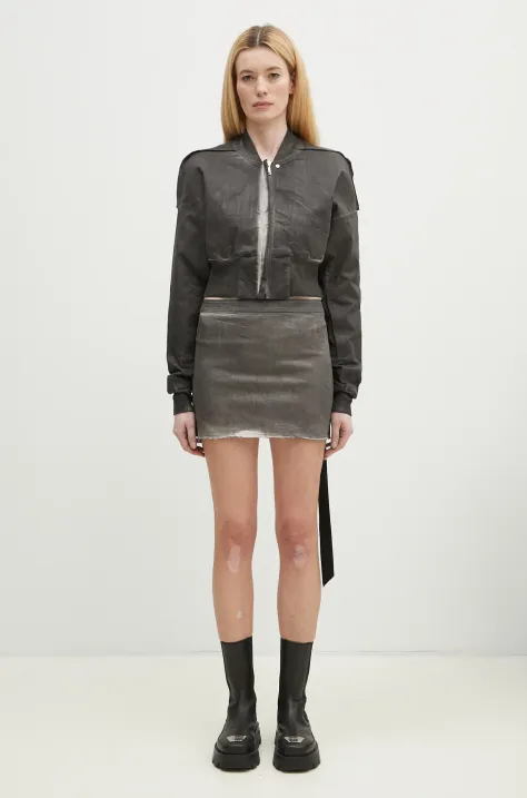 Bomber jakna Rick Owens Flight Jacket Cropped za žene, boja: siva, za prijelazno razdoblje, DS01E3719.SCF