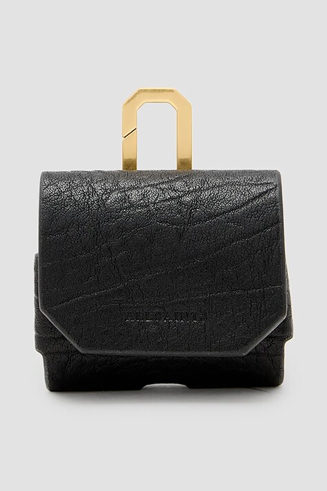 Kožené pouzdro na airpod AllSaints AIRPOD černá barva, W124XC