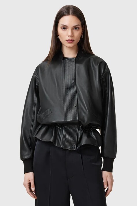 AllSaints geaca de piele SOFI culoarea negru, de tranzitie, W126LB