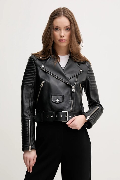 MACKAGE geaca ramones de piele culoarea negru, de tranzitie, MASINA