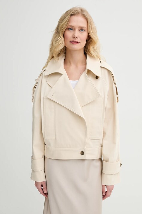 A.L.C. trenci scurt Miles femei, culoarea bej, de tranzitie, 1JAKT01002