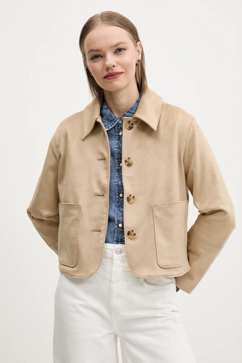Abercrombie & Fitch geaca culoarea bej, de tranzitie, oversize, KI144-5055