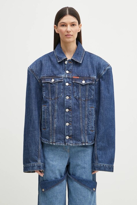 Džínová bunda Martine Rose Extreme Shoulder Denim tmavomodrá barva, přechodná, oversize, 251WD08514