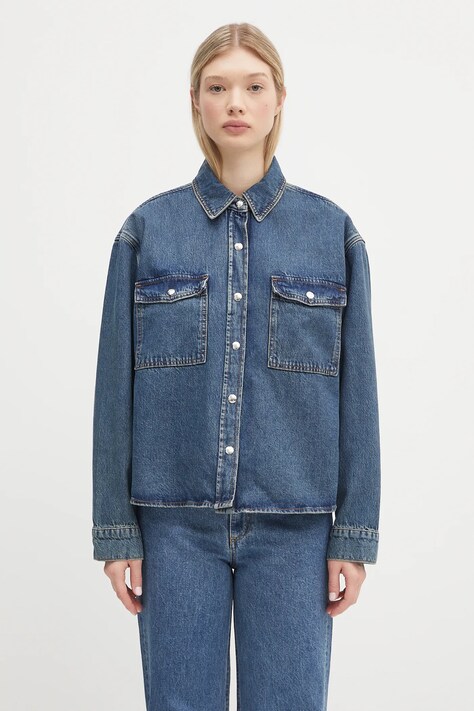 Anine Bing denim jacket Paxton Shirt blue color A.07.10673