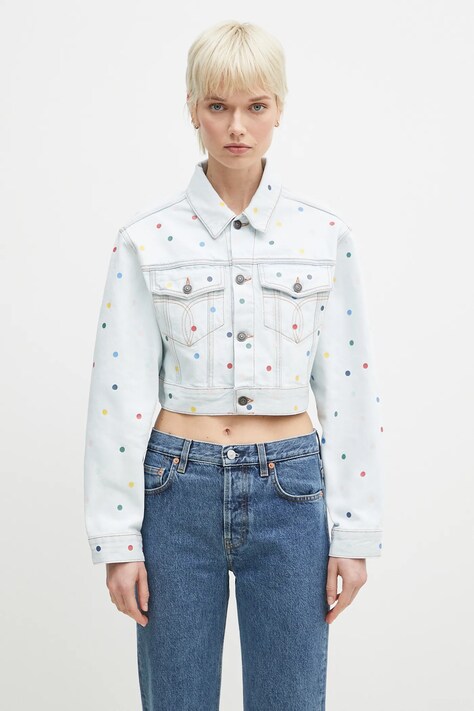 Fiorucci cotton denim jacket Confetti Dot Cropped Denim blue color W02SPDJA308DN03DN08