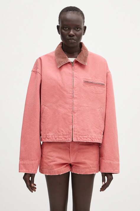 AMBUSH jachetă de bumbac Cropped Canvas Work Jacket culoarea portocaliu, de tranzitie, oversize, 12115367