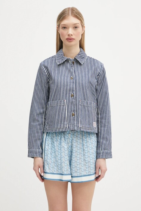 A.P.C. kurtka jeansowa Veste Frida kolor granatowy przejściowa COHHG.F32006