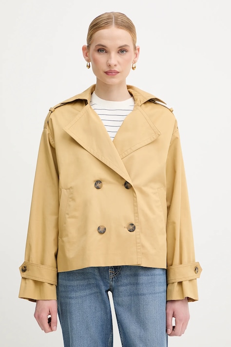 Хлопковая куртка Sisley цвет желтый демисезонная oversize 227YLN05Q