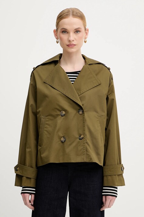 Бавовняна куртка Sisley колір зелений перехідна oversize 227YLN05Q