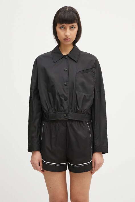 Куртка GANNI Duchesse Nylon Short колір чорний перехідна W0462