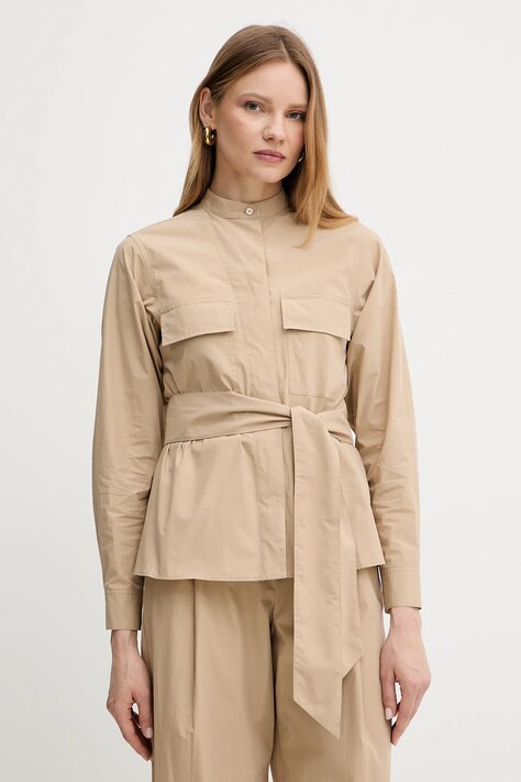 Weekend Max Mara jachetă de cămașă din bumbac culoarea bej, de tranzitie, 2515041013600