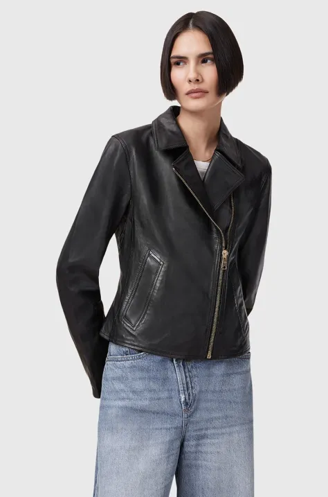 AllSaints kurtka skórzana VELA kolor czarny przejściowa W089LB