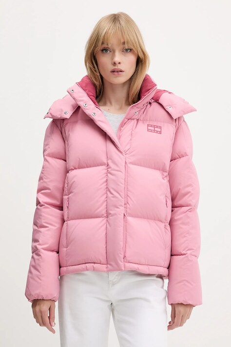 Пухова куртка Tommy Jeans колір рожевий зимова DW0DW21623