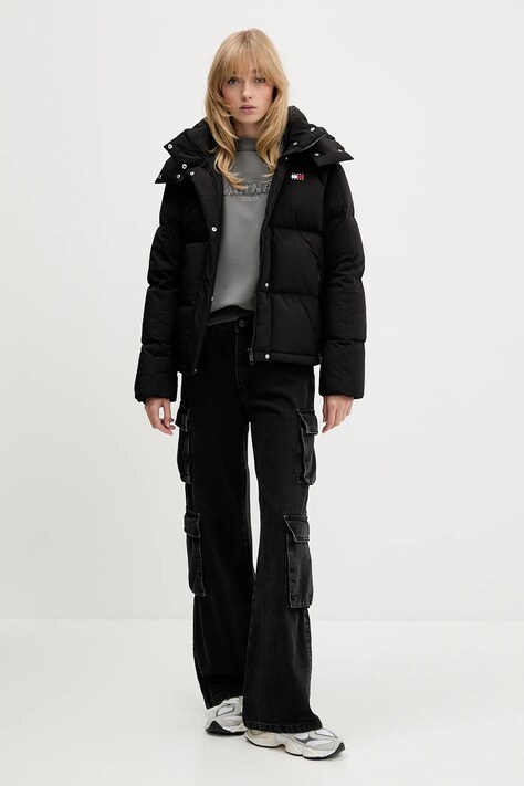 Пухова куртка Tommy Jeans колір чорний зимова DW0DW21623