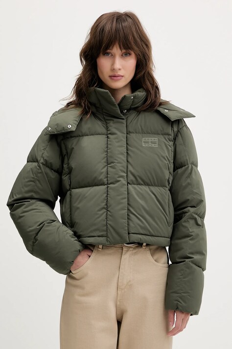 Tommy Jeans kurtka puchowa kolor zielony zimowa oversize DW0DW21624