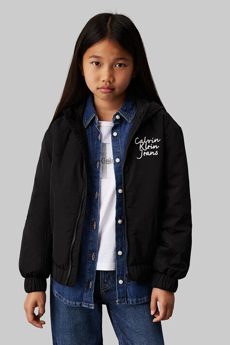Calvin Klein Jeans geaca bomber pentru copii culoarea negru, IG0IG02796