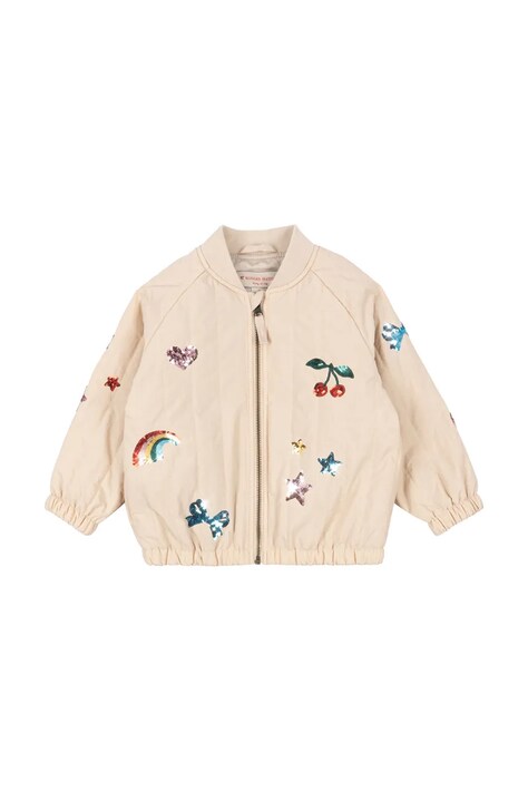 Dětská bomber bunda Konges Sløjd JUNO SEQUIN BOMBER JACKET béžová barva, KS103009