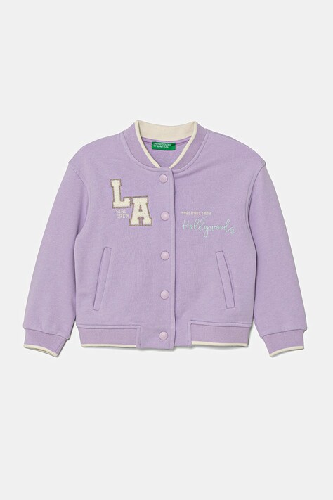 United Colors of Benetton bluză copii culoarea violet, cu imprimeu, 32N4G503P