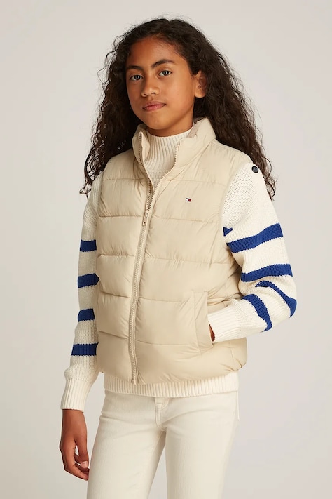 Tommy Hilfiger vesta copii culoarea bej, KS0KS00619