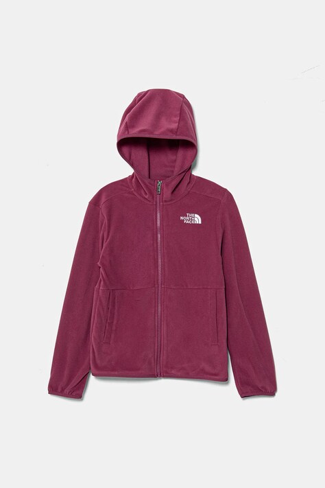 The North Face hanorac polar pentru copii TEEN GLACIER F/Z HOODED JACKET culoarea violet, cu glugă, cu imprimeu, NF0A8AZK6EO1