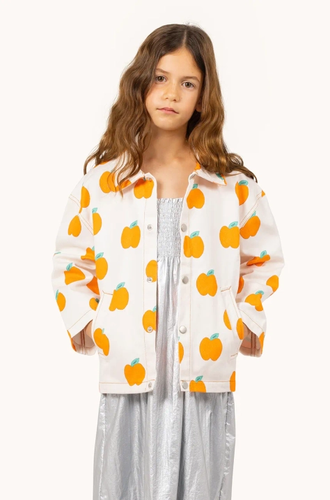 Дитяча бавовняна куртка Tinycottons APPLES JACKET колір бежевий SS25-214