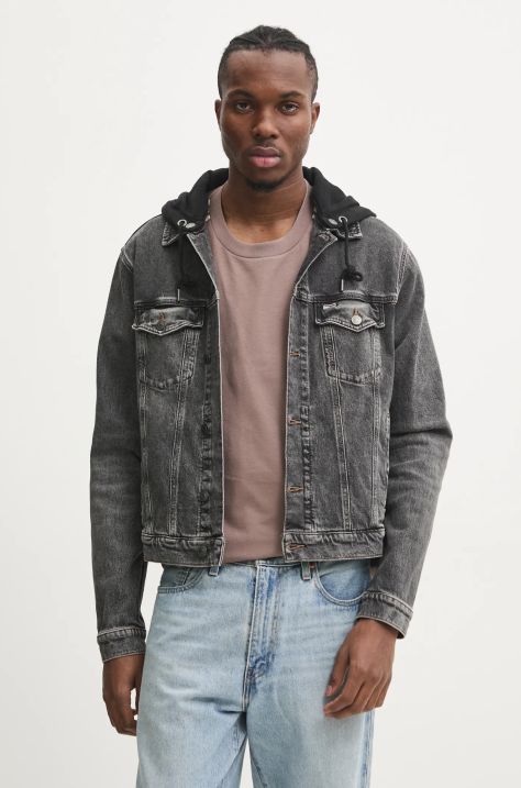 Τζιν μπουφάν Tommy Jeans ανδρικό, χρώμα: γκρι, DM0DM20621