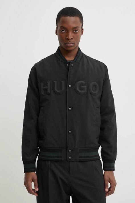 Яке HUGO в черно преходен модел с уголемена кройка 50530782