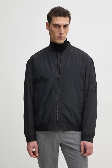 BOSS Orange geaca bomber culoarea negru, de tranzitie, oversize, 50536798