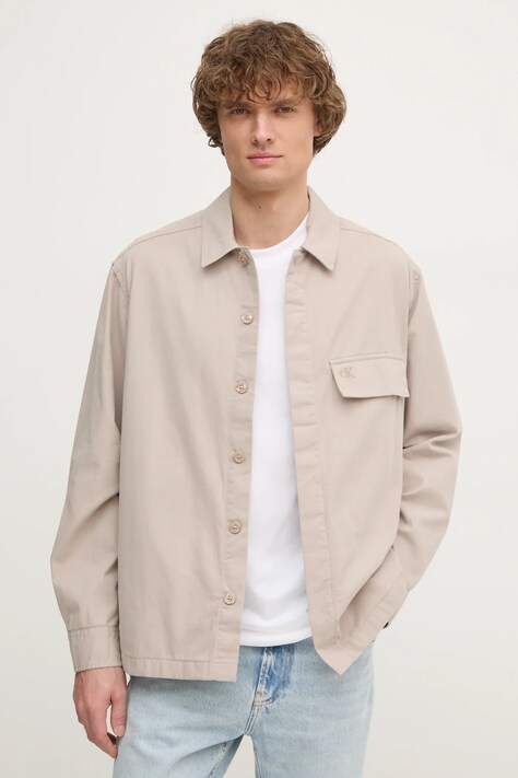 Calvin Klein Jeans camicia in cotone uomo colore beige  J30J326724