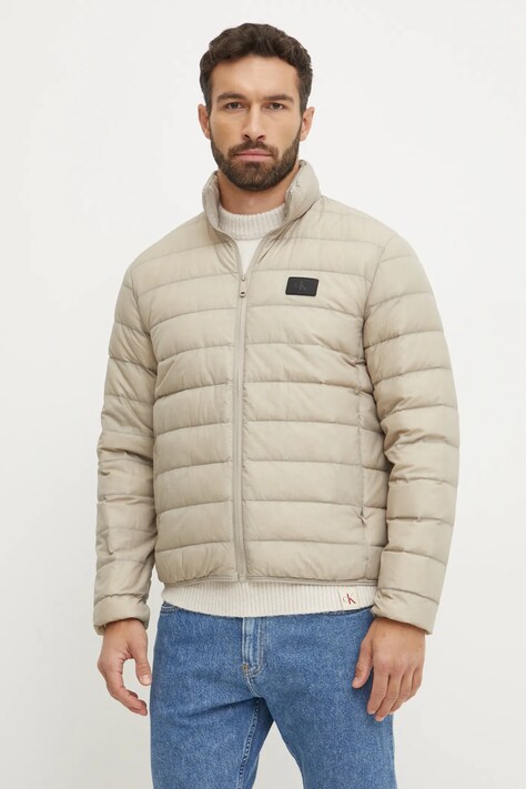 Calvin Klein Jeans geaca de puf barbati, culoarea bej, de tranzitie, J30J326716