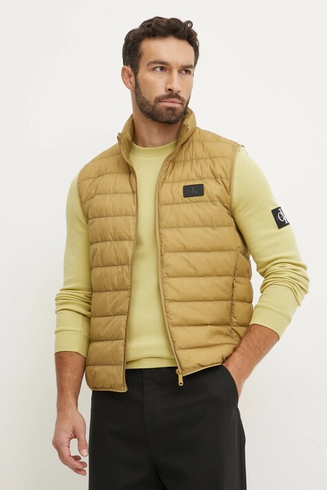 Brezrokavnik s puhom Calvin Klein Jeans moški, zelena barva, J30J326718