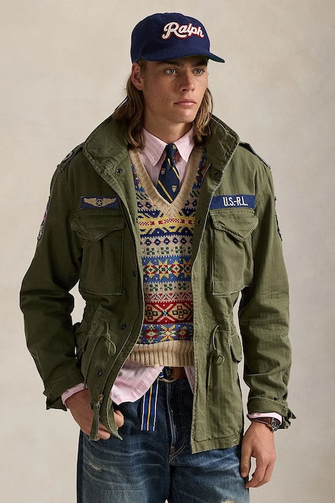 Polo Ralph Lauren jachetă de bumbac culoarea verde, de tranziție, 710961616