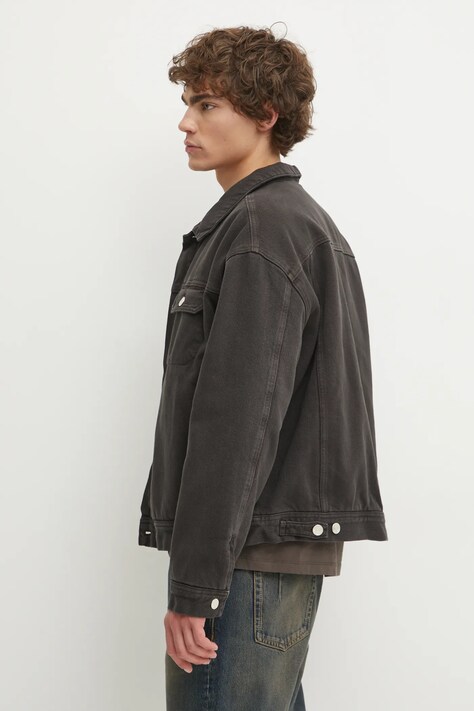 Won Hundred geaca jeans barbati, culoarea gri, de tranzitie, oversize, 3408-13055