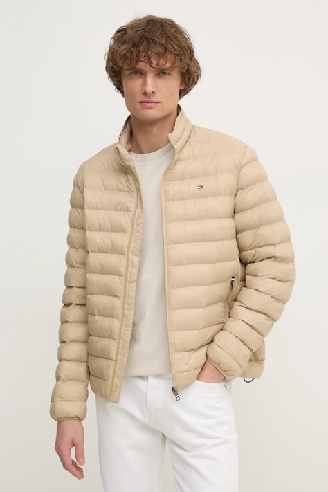 Bunda Tommy Hilfiger pánská, béžová barva, přechodná, MW0MW37634