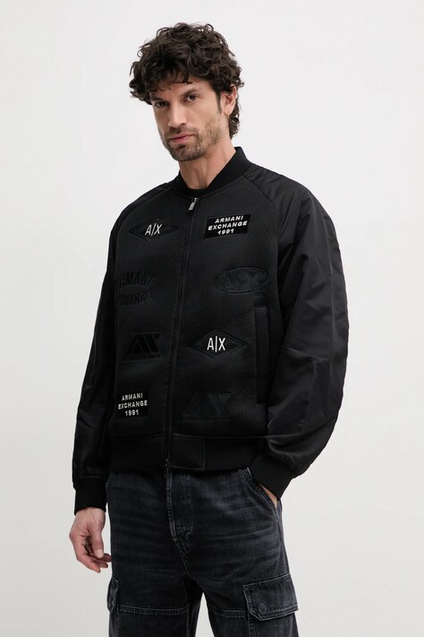 Bomber bunda Armani Exchange černá barva, přechodná, XM000388 AF13130
