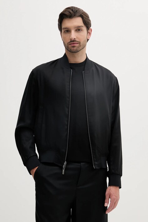 Armani Exchange geacă bomber cu doua fete culoarea negru, de tranzitie, oversize, XM000390 AF13170